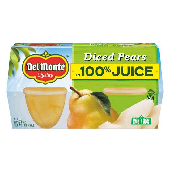 Order Del Monte Diced Pears in 100% Juice, 4 Pack 4 OZ Cups food online from CVS store, BRYAN on bringmethat.com