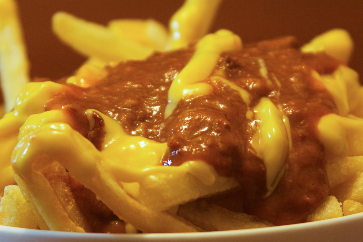 Order French Fries with Cheese Sauce and Chili food online from Ria's Quesadillas store, Schenectady on bringmethat.com