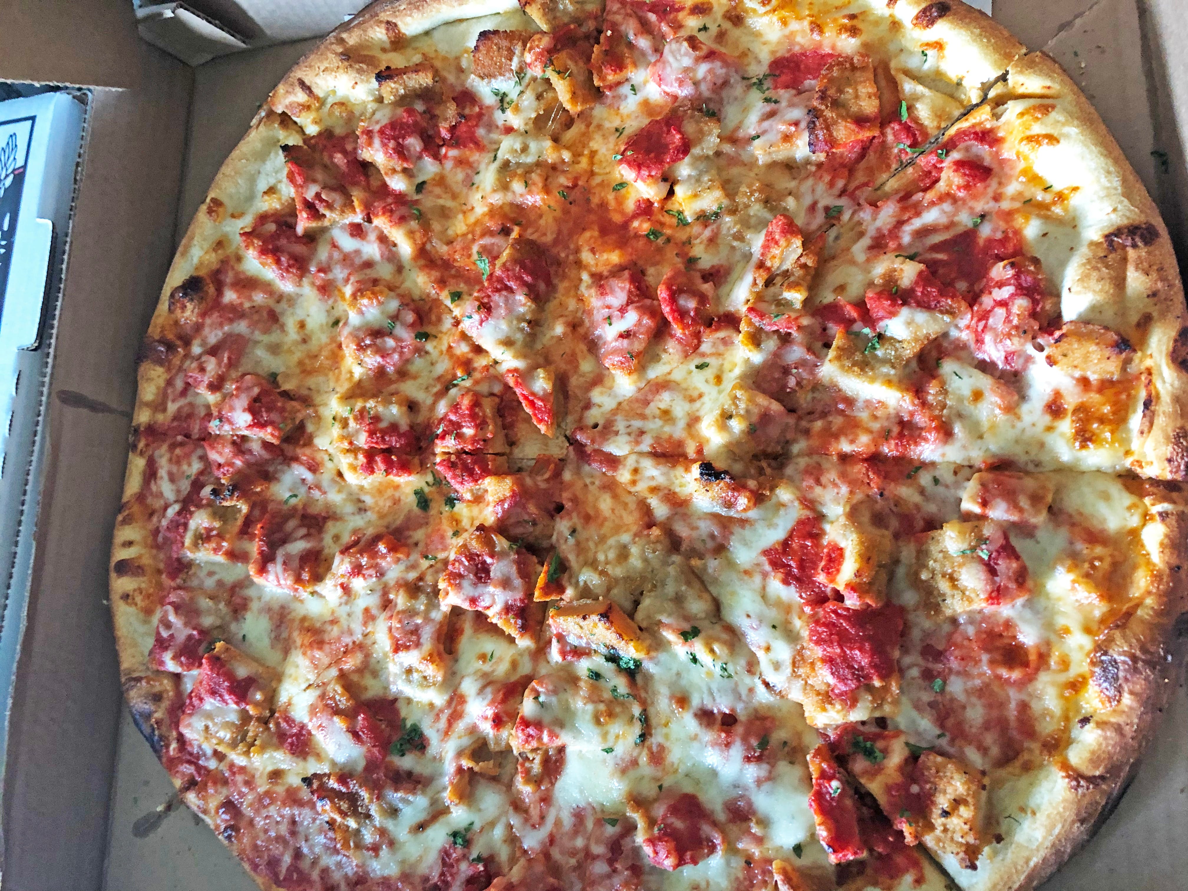 Order Chicken Parmigiana Pizza - Large 19'' (8 Slices) food online from Gino Parlor Of Sandy Hook store, Sandy Hook on bringmethat.com
