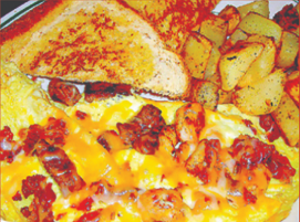 Order 3 Meat Omelet food online from Taco Burger Cafe store, Houston on bringmethat.com