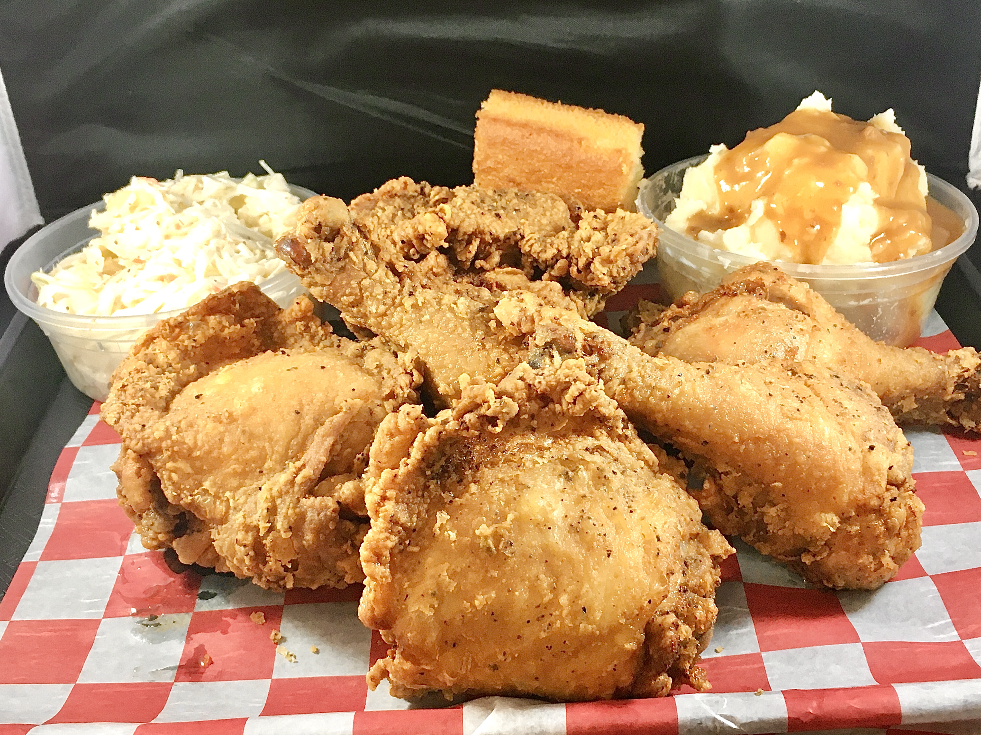 Order Fried Chicken Thigh and Leg Platter 2 pc food online from George's Wings store, Philadelphia on bringmethat.com