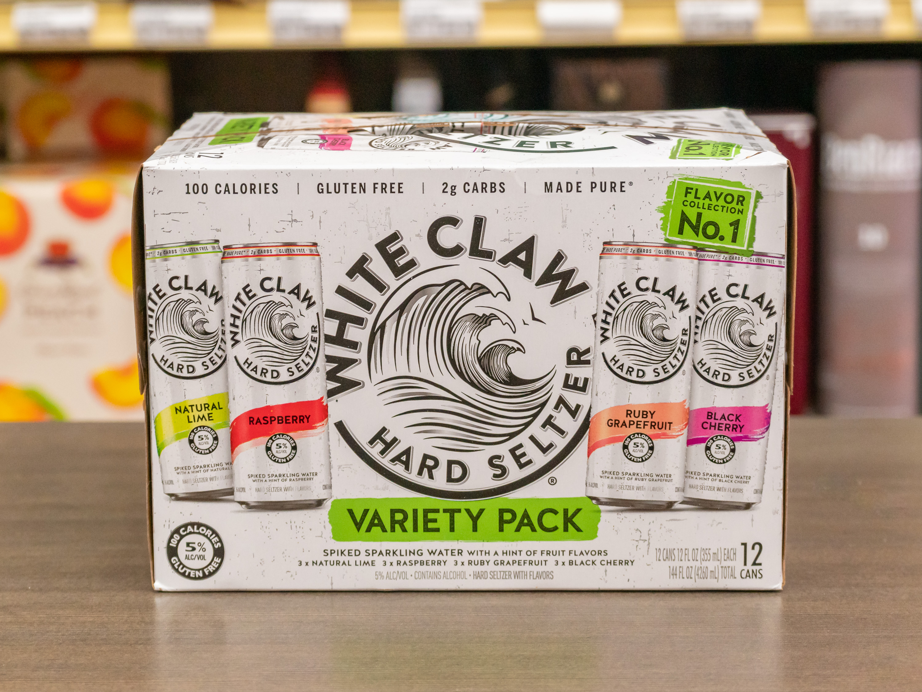 Order 12 Pack - 12 oz. Can of White Claw Variety Pack No. 1 Hard Seltzer (5.0% ABV) food online from Burlingame Liquor store, Burlingame on bringmethat.com