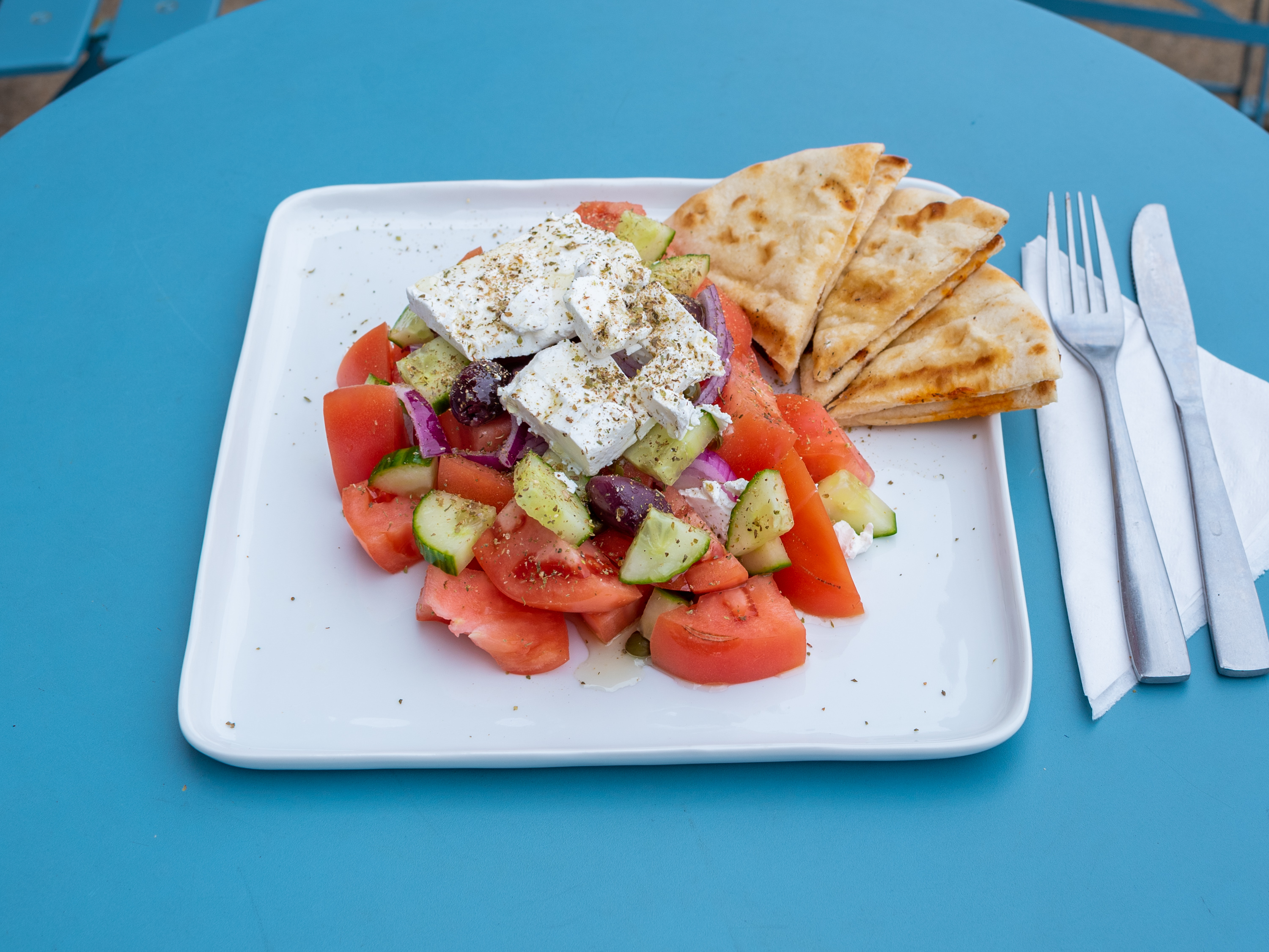 Order Thelo Greek Salad food online from Thelo Greek Kuzina store, Great Falls on bringmethat.com