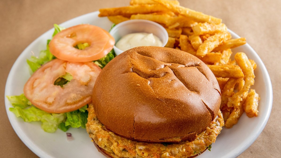 Order Salmon Burger food online from Effy's Cafe store, New York on bringmethat.com