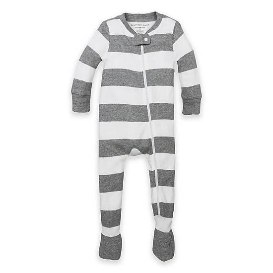 Order Burt's Bees Baby® Size 12M Rugby Stripe Organic Cotton Footed Pajama in Grey food online from Bed Bath & Beyond store, Lancaster on bringmethat.com