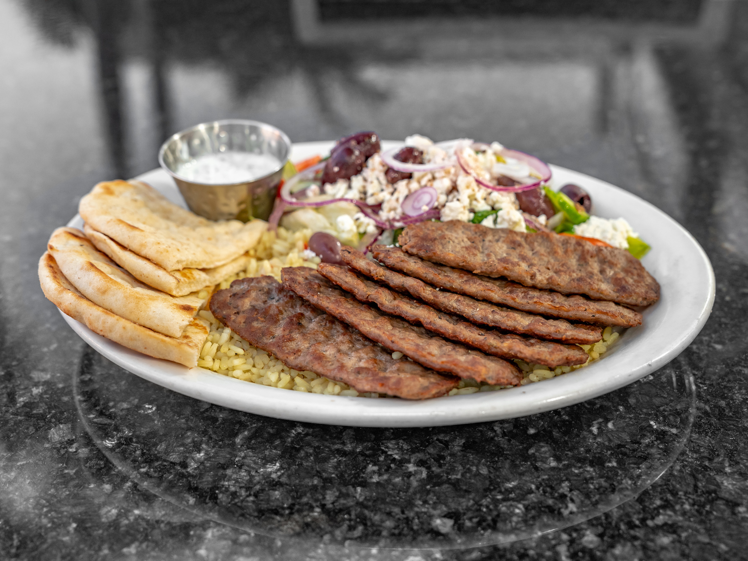 Order Beef Gyro Plate food online from Uncle Pete Cafe store, Westminster on bringmethat.com