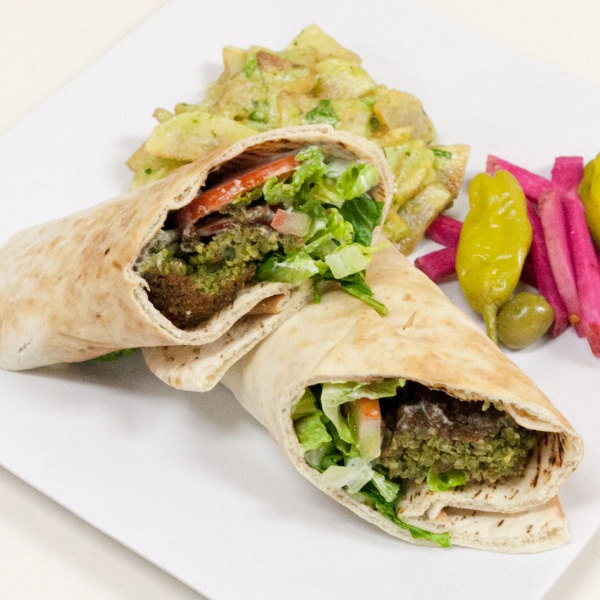 Order 18. Falafel Wrap food online from Green Olive store, Compton on bringmethat.com