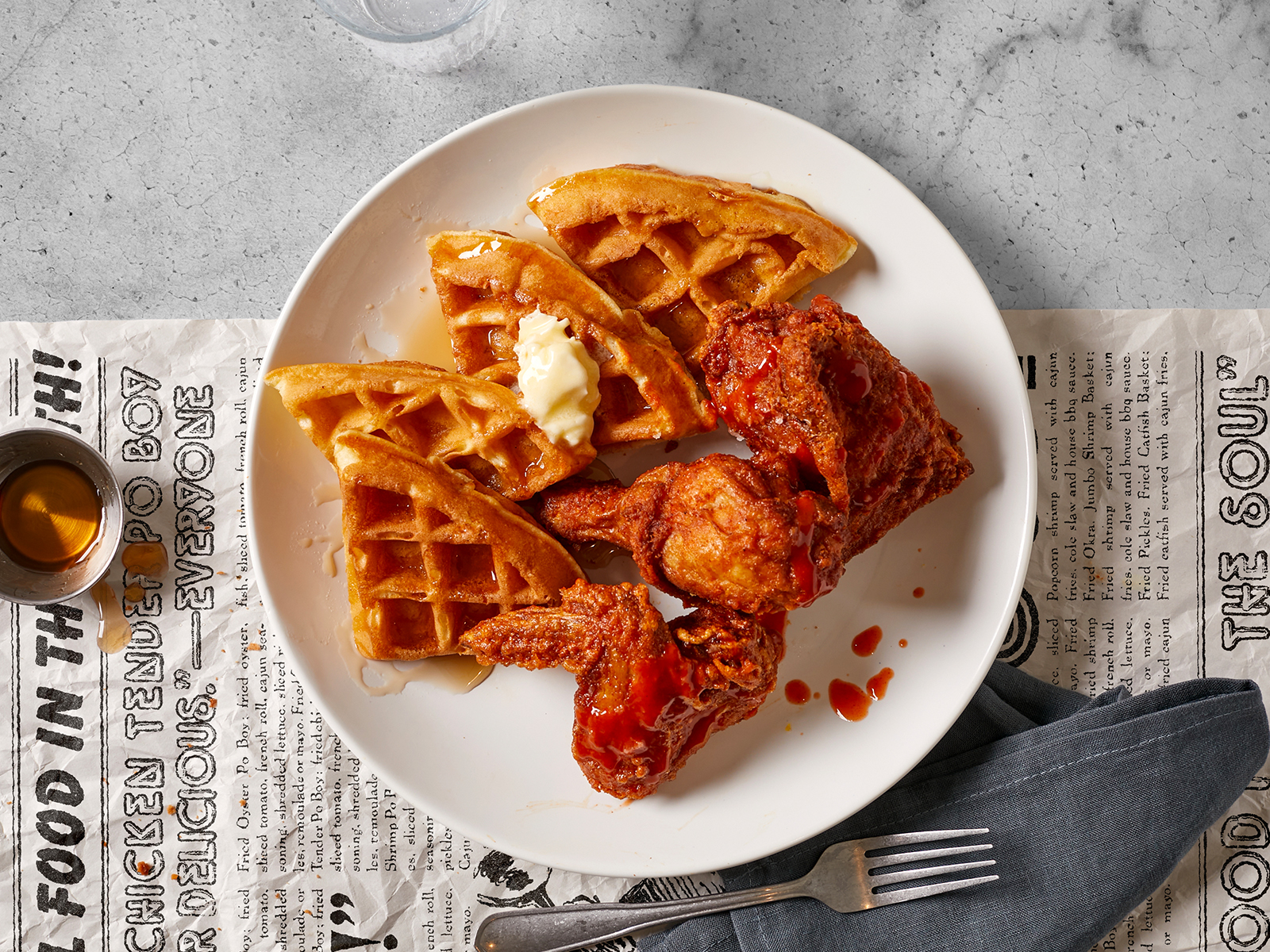 Order Fried Chicken and Waffles food online from Deviled Soul Food store, Sharon Hill on bringmethat.com