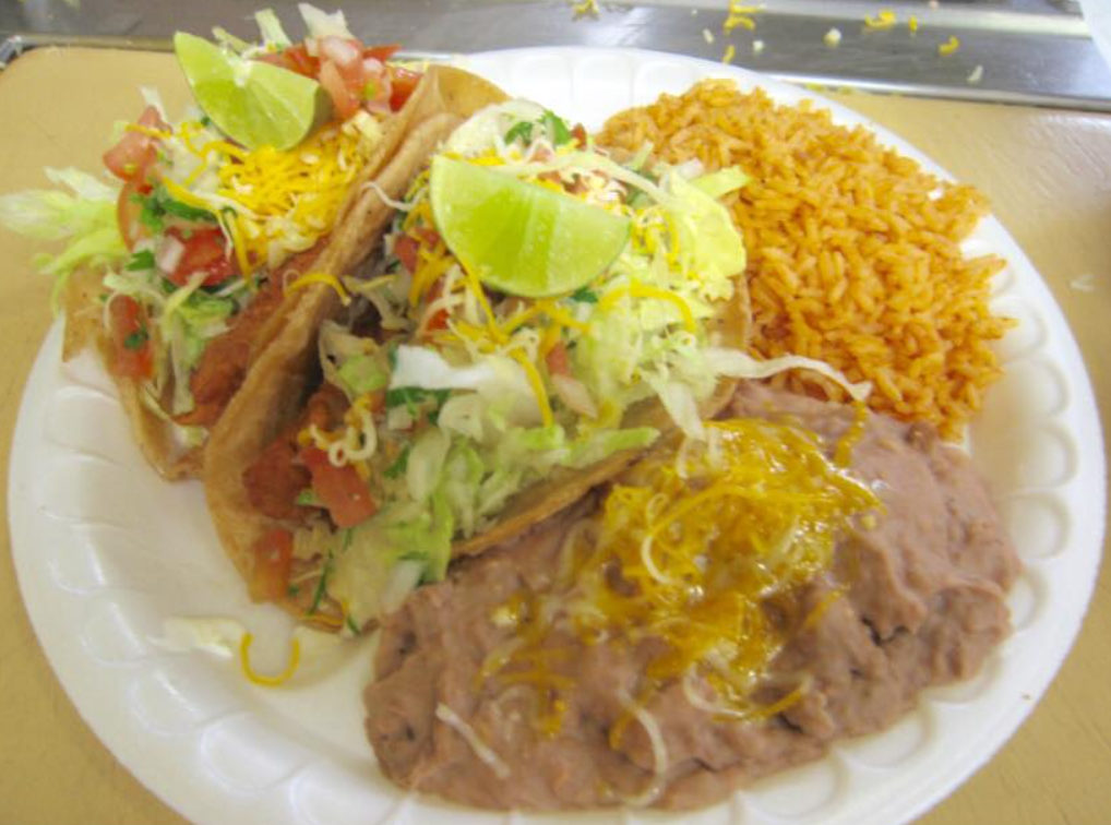 Order #14. Fish Tacos Combo Plate food online from Diego Mexican Food store, Oceanside on bringmethat.com