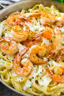 Order Fettuccini Alfredo with Shrimp food online from New York Pizza & Family Restaurant store, Tannersville on bringmethat.com