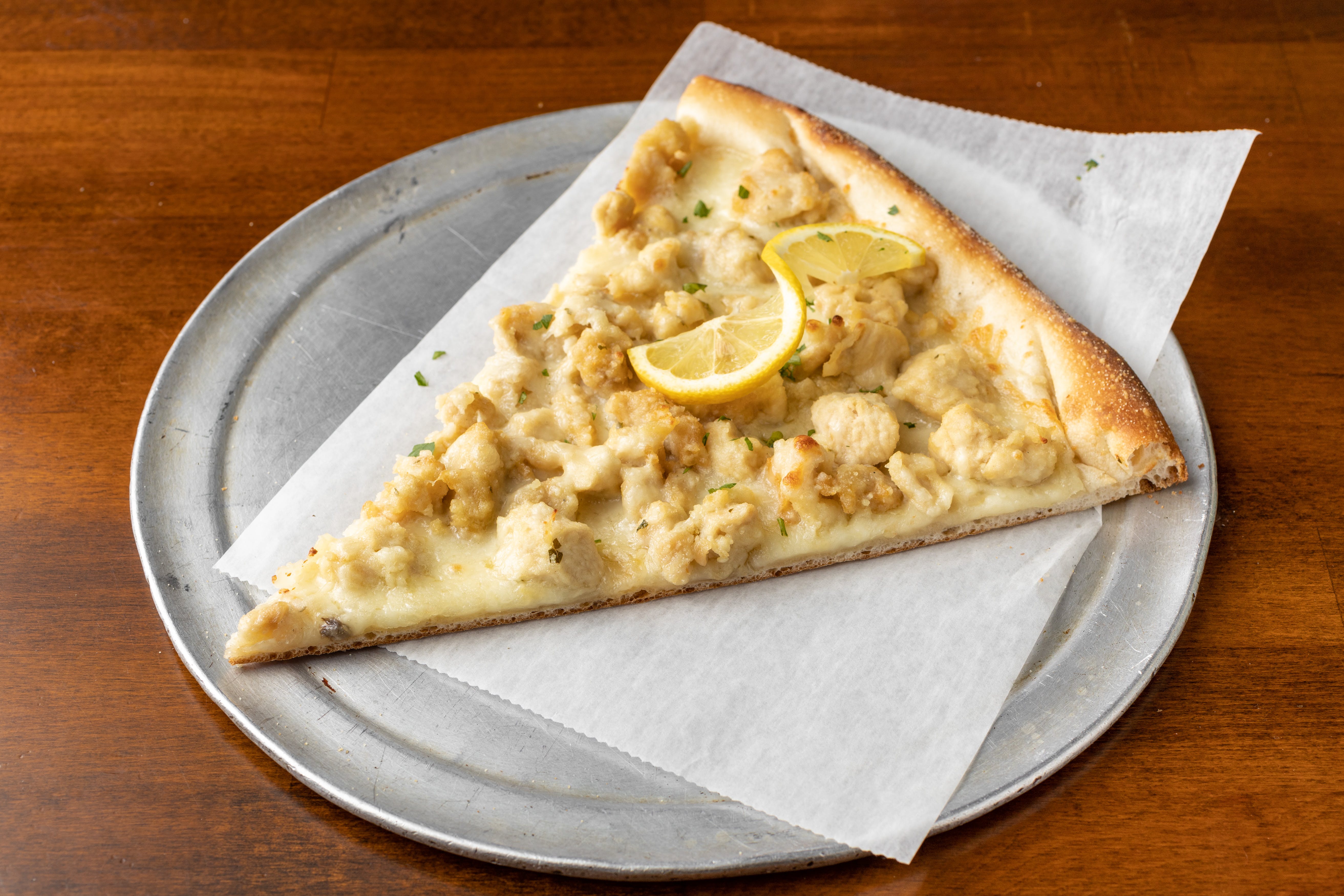 Order Chicken Francese Pizza Personal 12'' (4 Slices) - Chicken Francese Pizza Personal 12'' (4 Slices) food online from Due Fratelli Pizza store, Jackson Heights on bringmethat.com