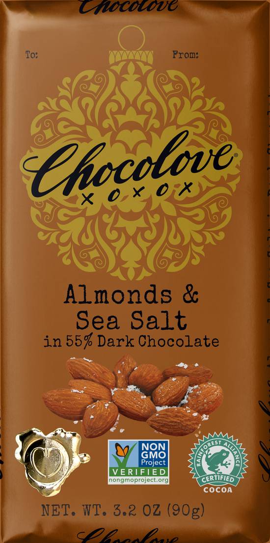Order Chocolove Holiday Almonds & Sea Salt Dark Chocolate Bar - 3.2oz food online from Rite Aid store, LEHIGHTON on bringmethat.com