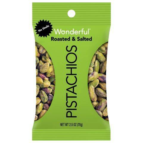 Order Wonderful Pistachios Shelled and Roasted 2.5oz food online from 7-Eleven store, Lakewood on bringmethat.com