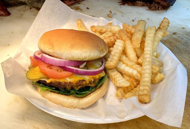 Order Hickory Smoked Cheeseburger food online from Old House Bbq store, Carrollton on bringmethat.com