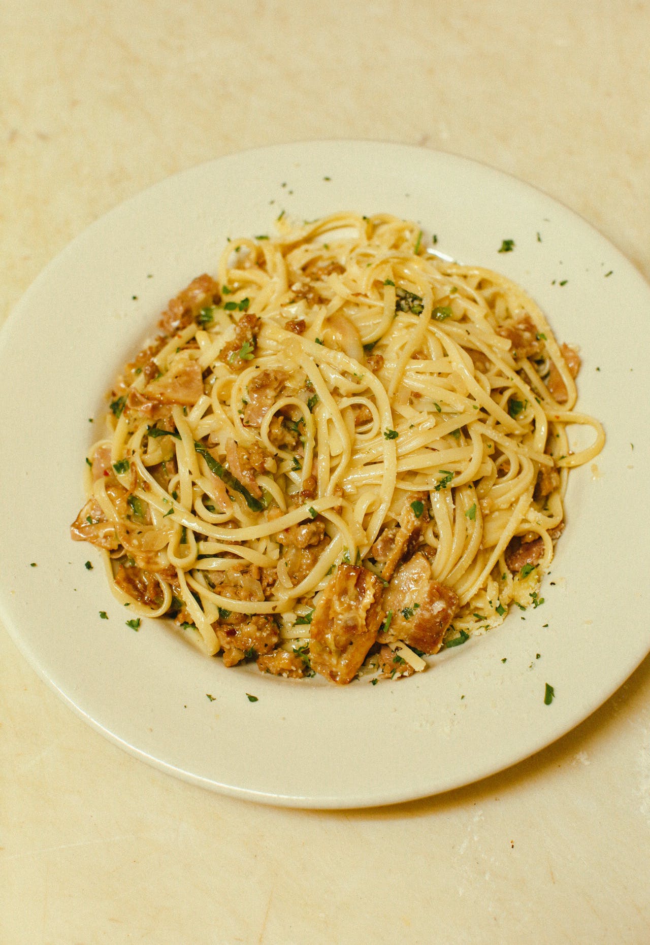 Order Pasta Alla Carbonara - Pasta food online from Mama Luke store, Farmington on bringmethat.com