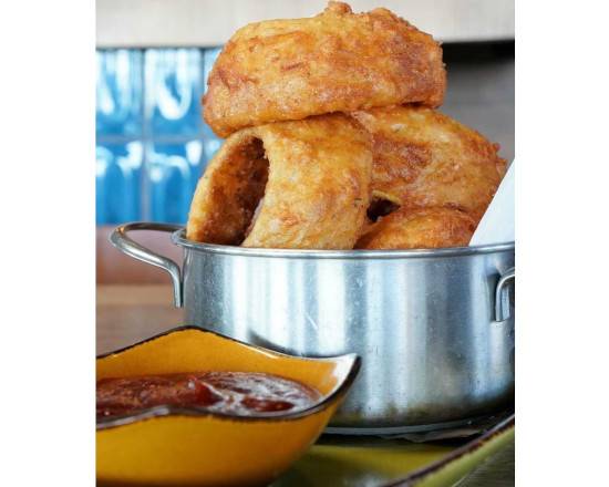 Order Beer Battered Onion Rings food online from Jimmy Famous American Tavern store, Dana Point on bringmethat.com