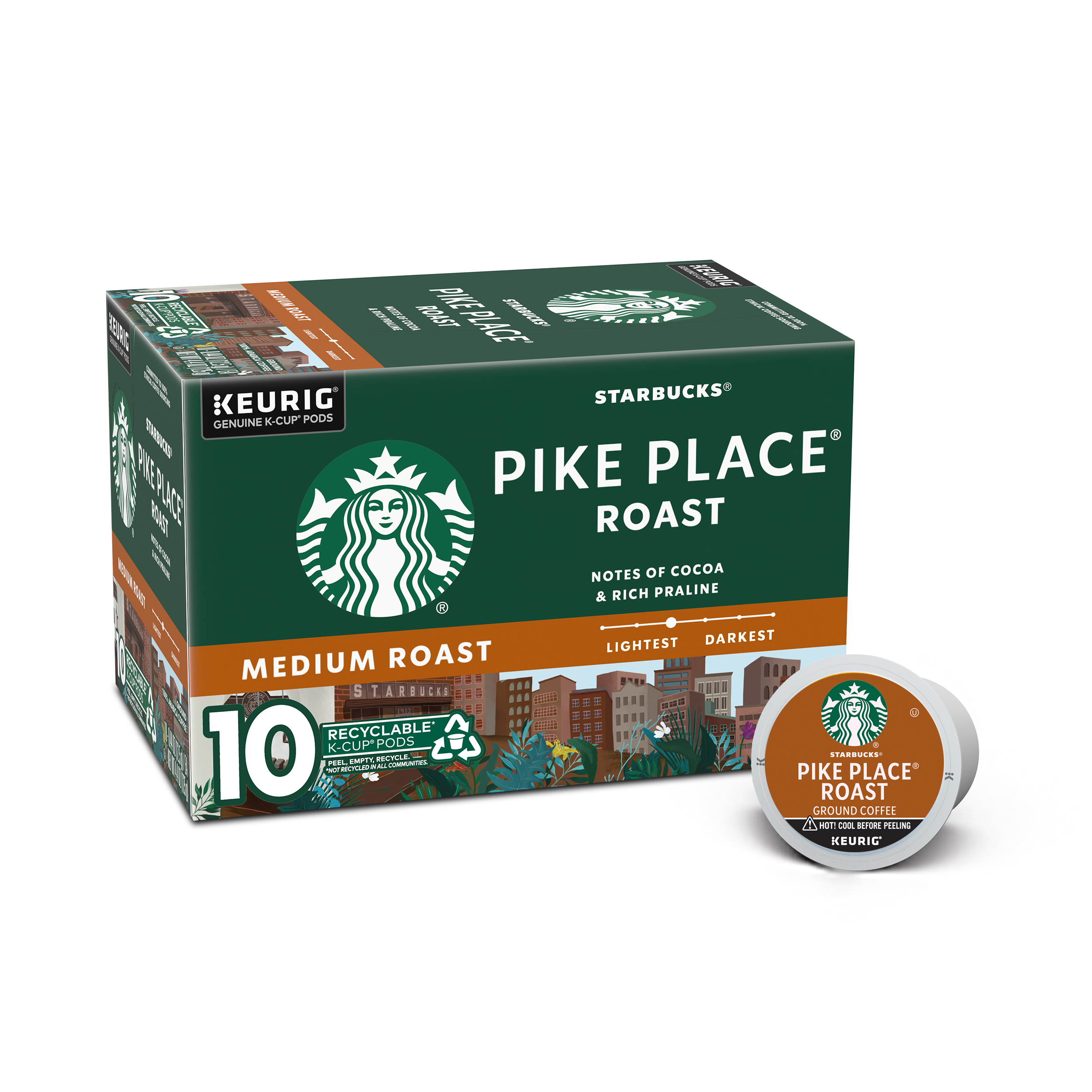 Order Starbucks Medium Roast K-Cup Coffee Pods - Pike Place Roast, 10 ct food online from Rite Aid store, READING on bringmethat.com