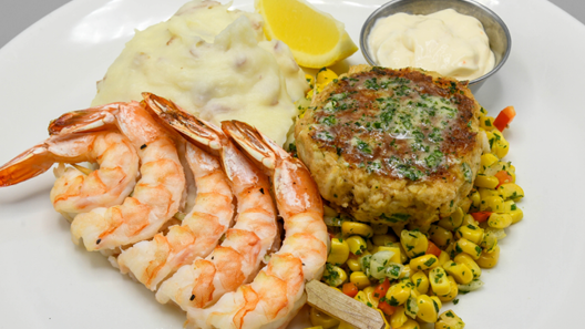 Order Crab Cake + Shrimp food online from Mitchell's Fish Market store, Louisville on bringmethat.com