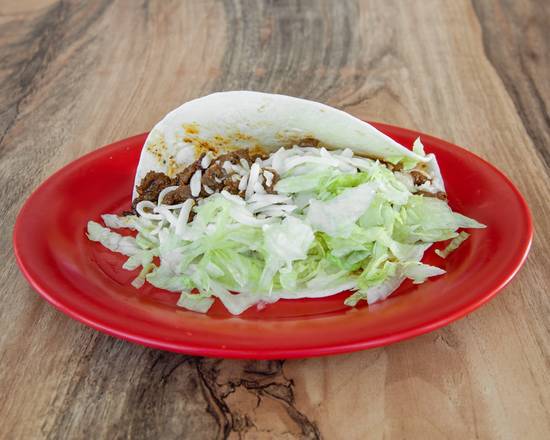 Order Taco Americano Ground Beef food online from Los Primos Taqueria Express store, Watkinsville on bringmethat.com