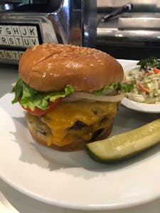 Order Double Deluxe Cheeseburger food online from Cafe 50's (west la) store, Los Angeles on bringmethat.com