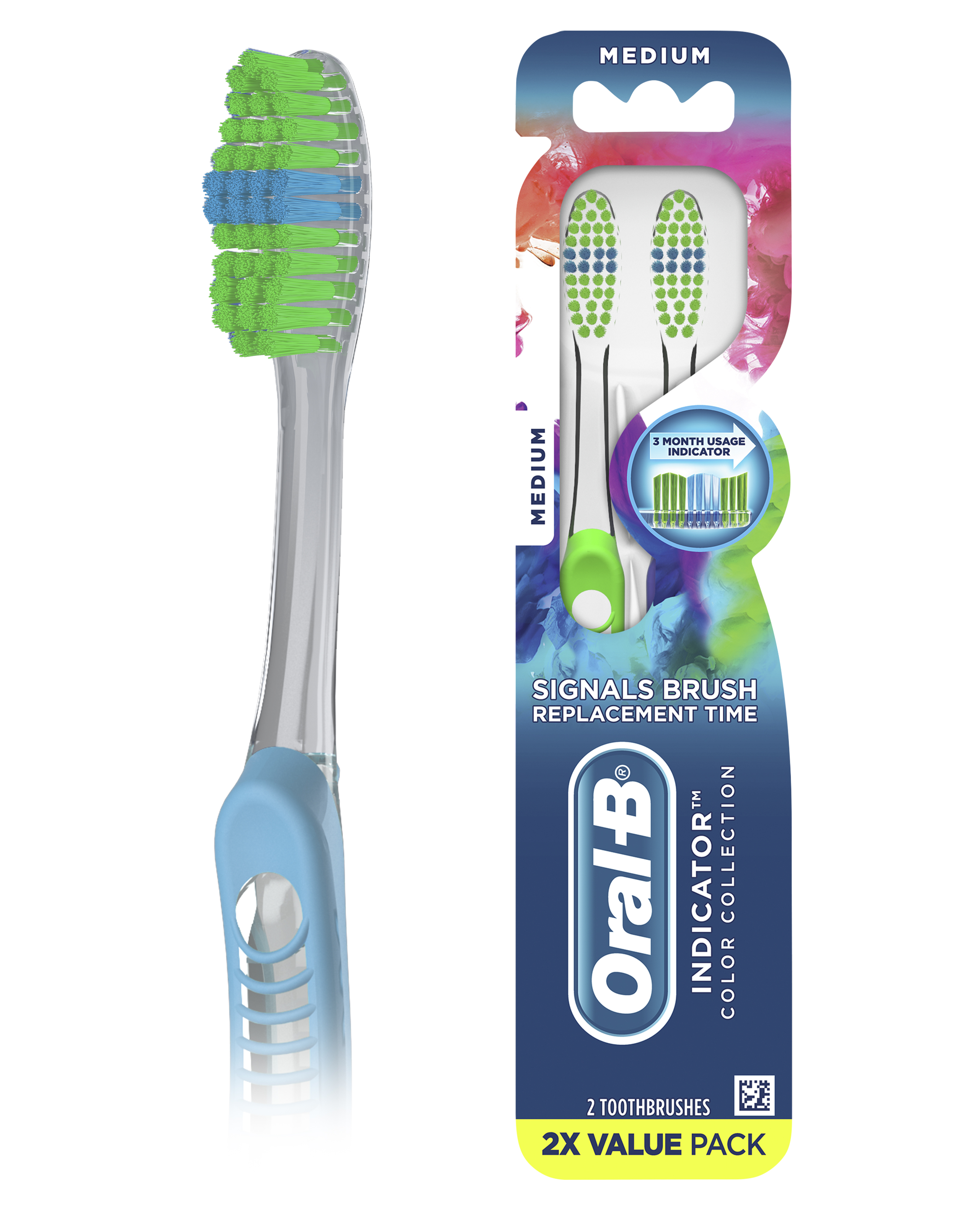 Order Oral-B Indicator Color Collection Toothbrushes, Medium, 2 Count food online from Rite Aid store, MILLER PLACE on bringmethat.com