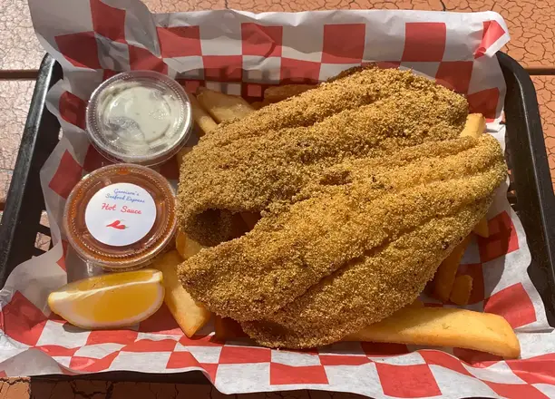 Order A.  2pc Catfish and Fries food online from Garrison Seafood Express store, Bakersfield on bringmethat.com