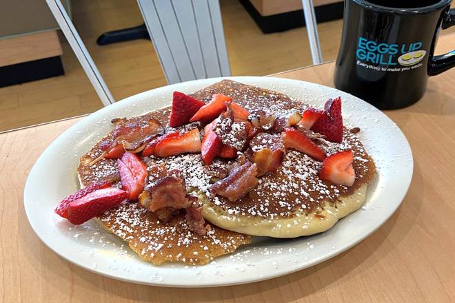 Order Red, White & Bacon Pancakes food online from Eggs Up Grill store, Greenville on bringmethat.com