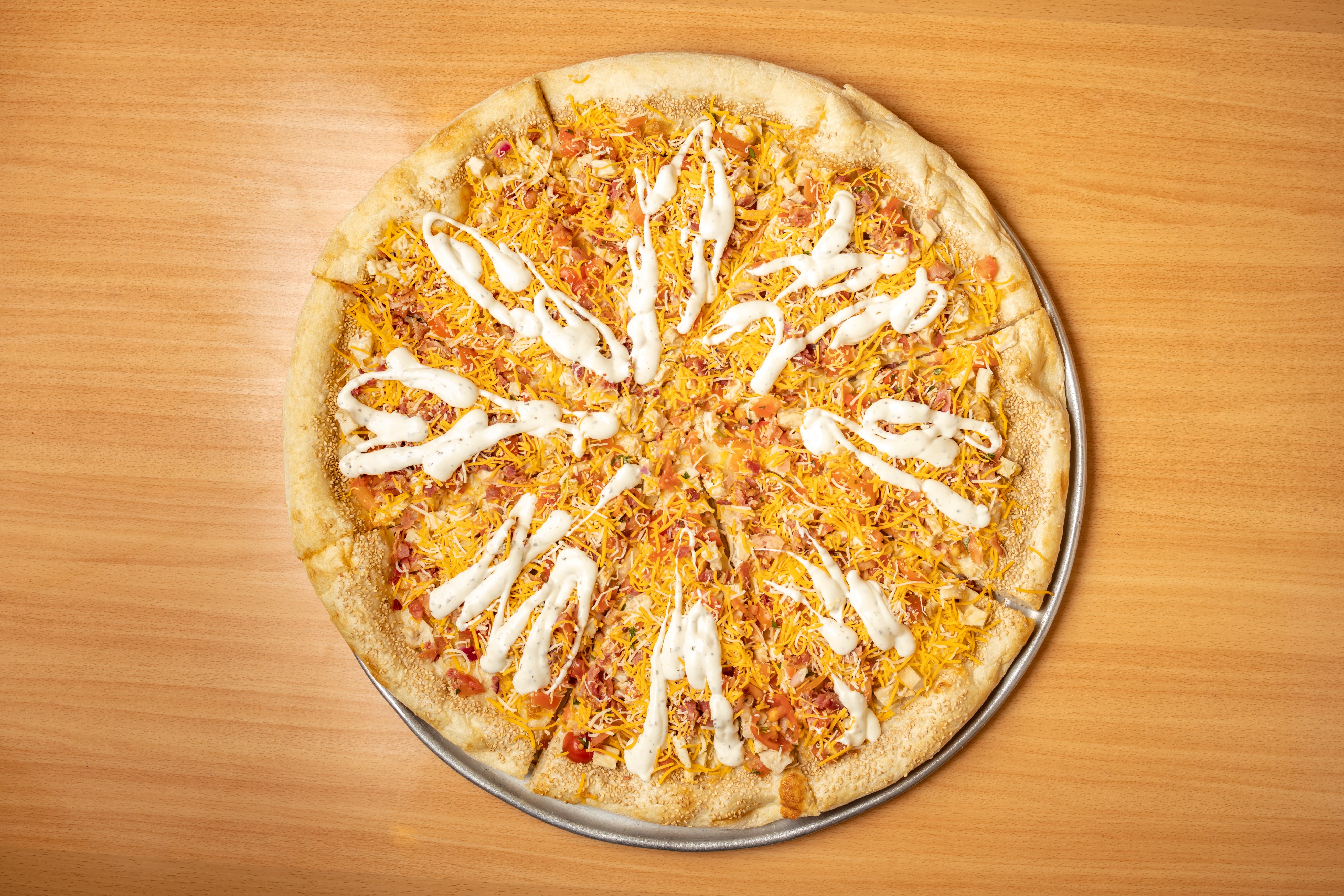 Order Chicken Bacon Ranch Pizza - 14" (6 Slices) food online from Valentino's store, Fresh Meadows on bringmethat.com