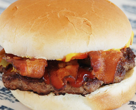 Order ¼ LB Bacon Burger  food online from Martin Restaurant store, Rockmart on bringmethat.com