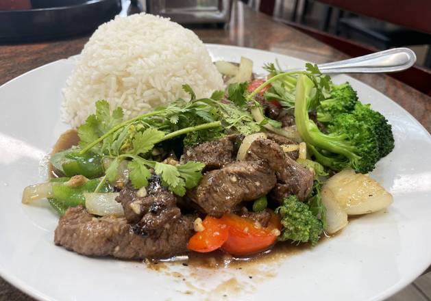 Order Shaking Beef (Com Bo Luc Lac) food online from Pho Saigon Noodle House store, San Ramon on bringmethat.com