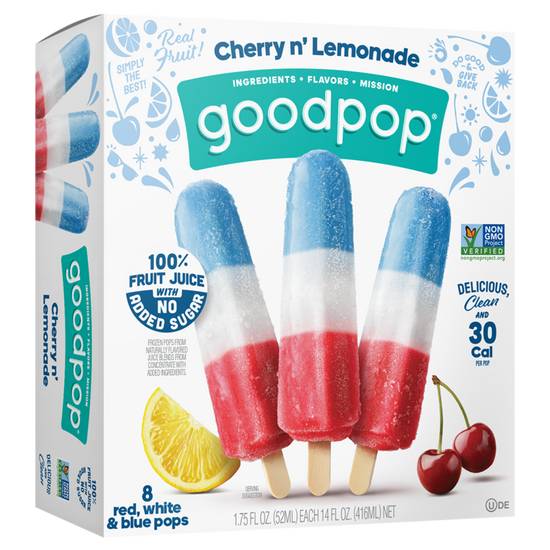 Order GoodPop Red, White & Blue Frozen Pop 8pk food online from Everyday Needs By Gopuff store, Littleton on bringmethat.com
