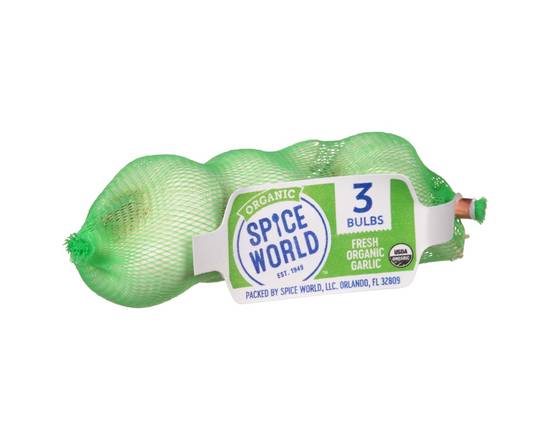 Order Spice World · Organic Garlic Bulb Sleeve (3 bulb) food online from Safeway store, Herndon on bringmethat.com