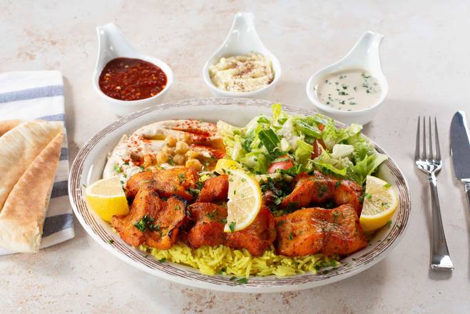Order Grilled Basa Fish Plate food online from Shawarma House store, Garden Grove on bringmethat.com