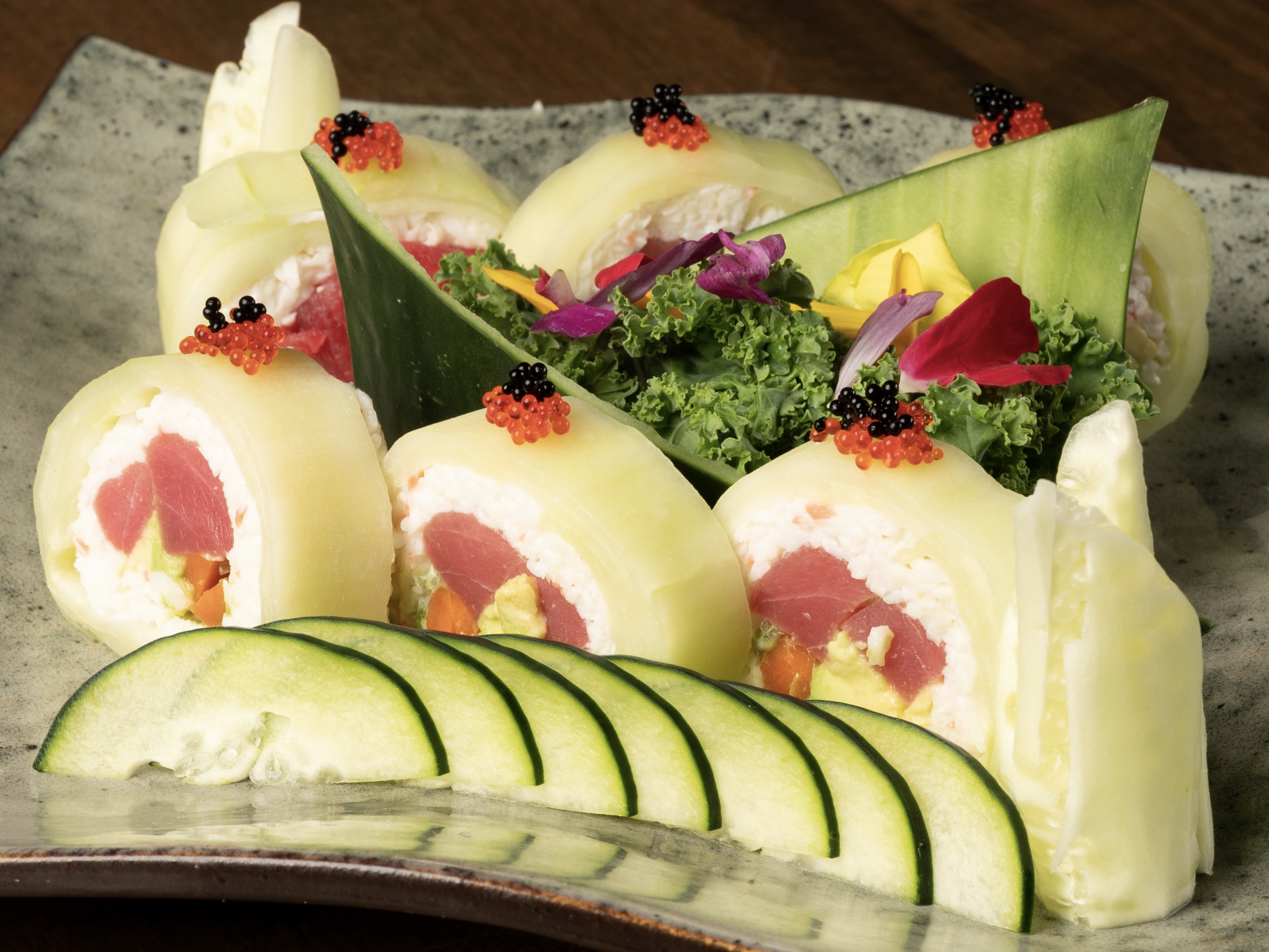 Order Cucumber Skinny Roll food online from Zeppin Sushi store, Los Angeles on bringmethat.com