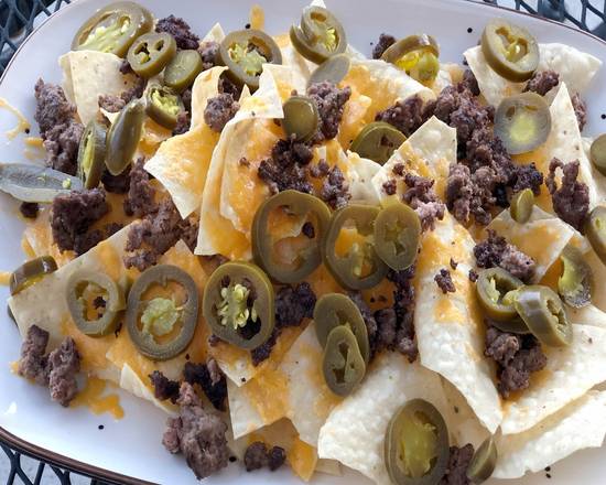 Order Baked Chips & Cheese with Jalapeños and Ground Beef food online from Cedarcrest Grill store, Dallas on bringmethat.com