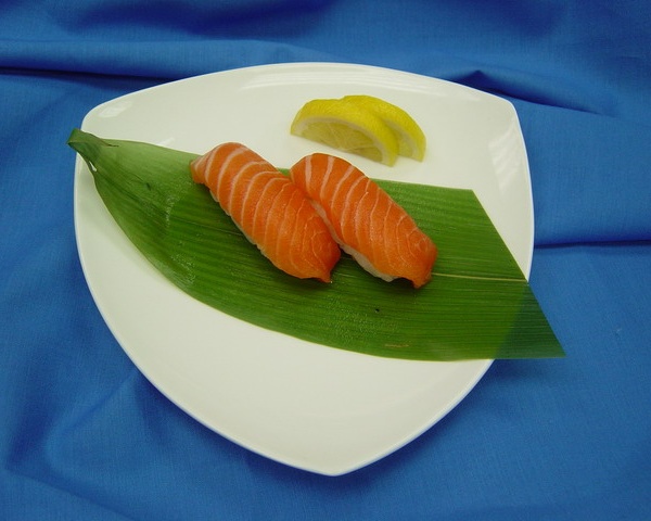 Order Fresh Salmon Nigiri food online from Beluga Japanese Restaurant store, Round Rock on bringmethat.com