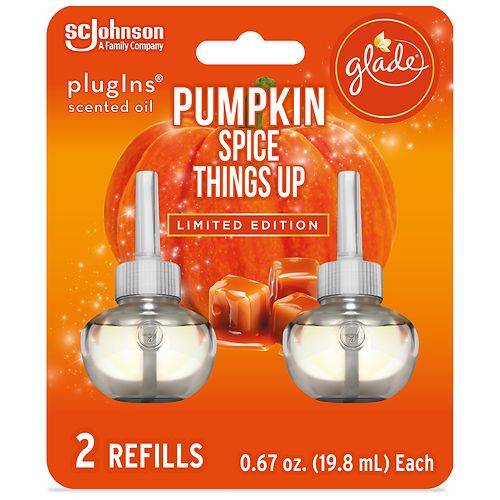 Order Glade Pumpkin Spice Plug In Refills, Electric Scented Oil, Limited Edition Pumpkin Spice Things Up - 0.67 oz x 2 pack food online from Walgreens store, Warrenville on bringmethat.com