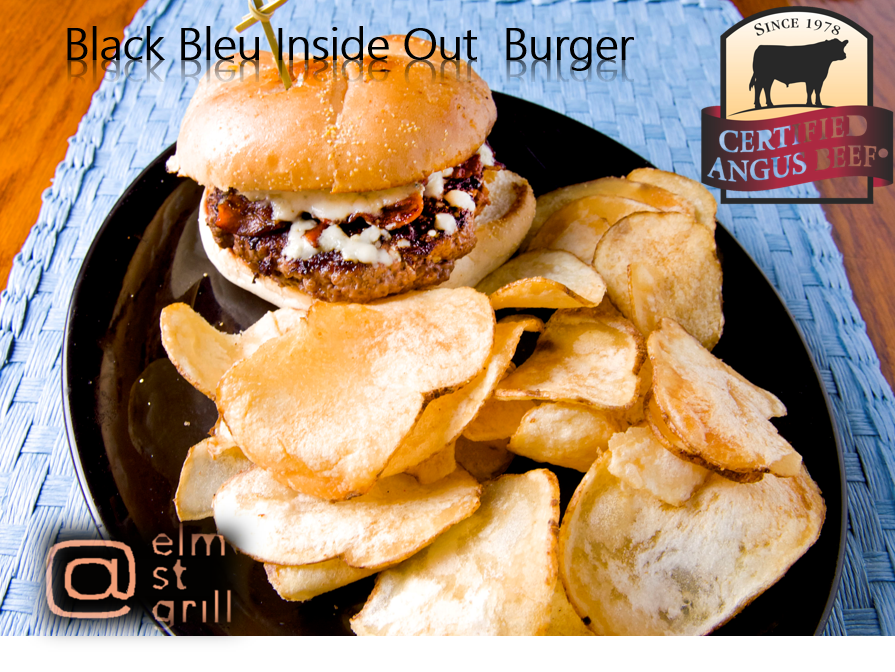 Order The Black and Blue Burger food online from @ Elm St. Grill store, Greensboro on bringmethat.com