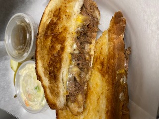 Order Pot Roast Melt w/fries food online from The Station Pizzeria store, Glenwood on bringmethat.com