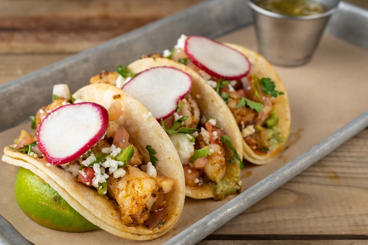 Order Blackened Shrimp Tacos food online from Bar Louie store, West Des Moines on bringmethat.com