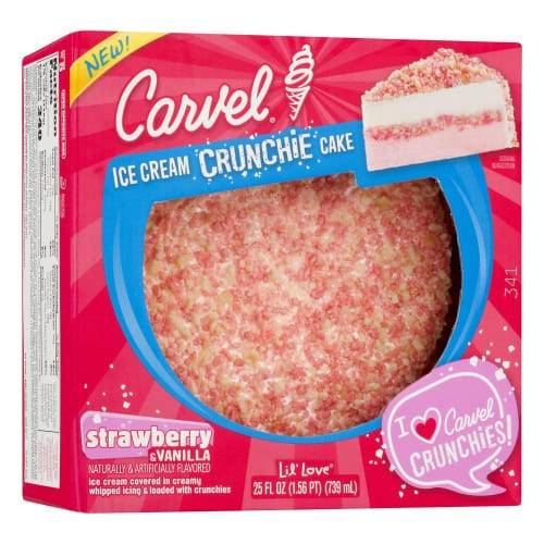 Order Carvel · Strawberry & Vanilla Ice Cream Crunchie Cake (25 fl oz) food online from Safeway store, Rehoboth Beach on bringmethat.com