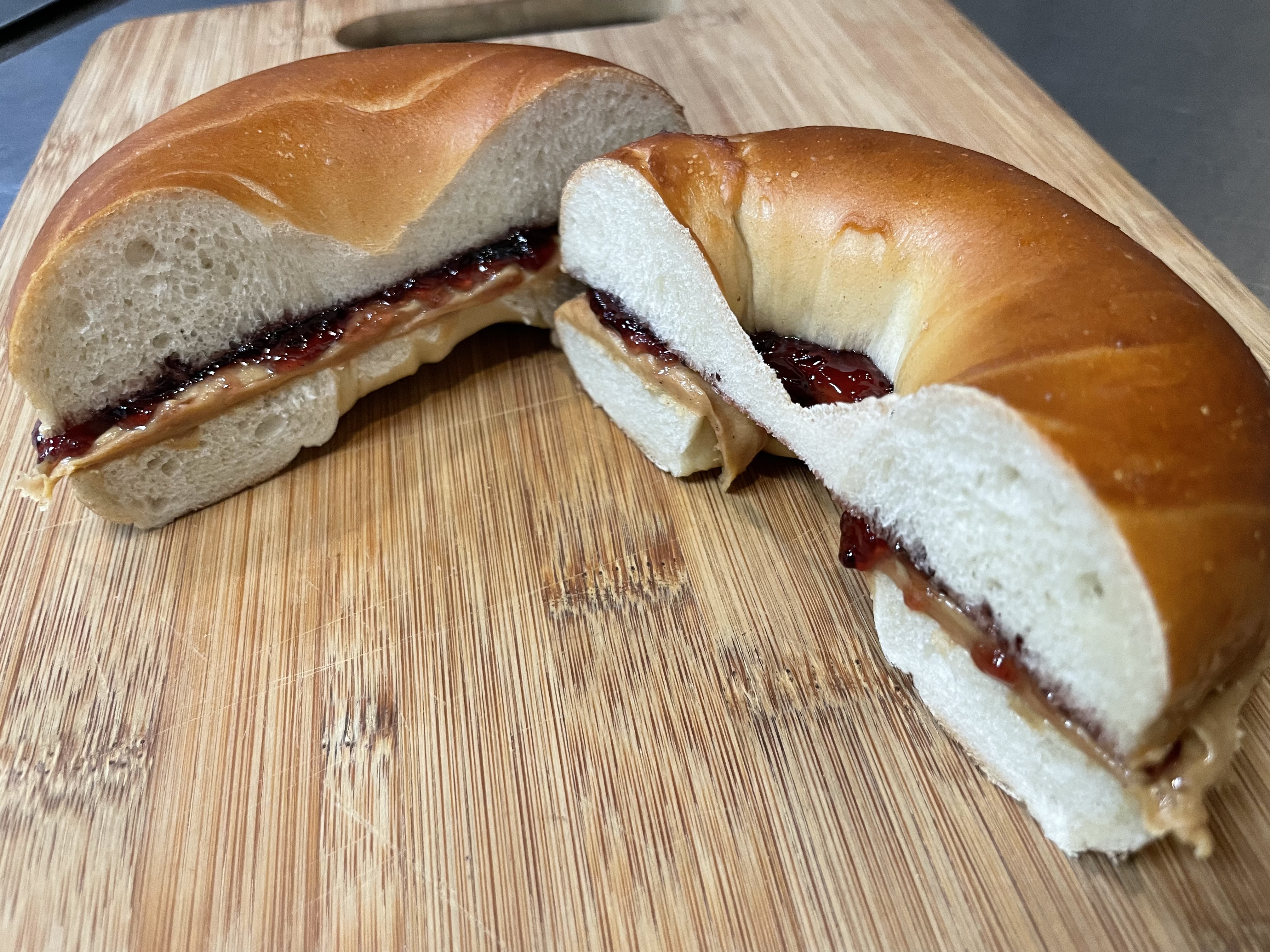 Order Bagel with Peanut Butter and Jelly food online from Yardley Bagel Cafe store, Yardley on bringmethat.com
