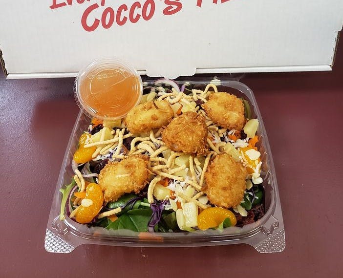 Order Hawaiian Coconut Shrimp Salad - Salad food online from Coccos Pizza store, Springfield on bringmethat.com