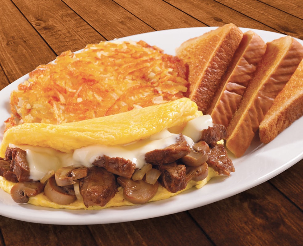Order Omelet- Prime Rib Tips food online from Huddle House store, Calhoun on bringmethat.com