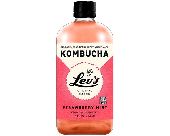 Order Strawberry Mint (16 oz bottle) food online from Lev's Original Kombucha store, San Francisco on bringmethat.com