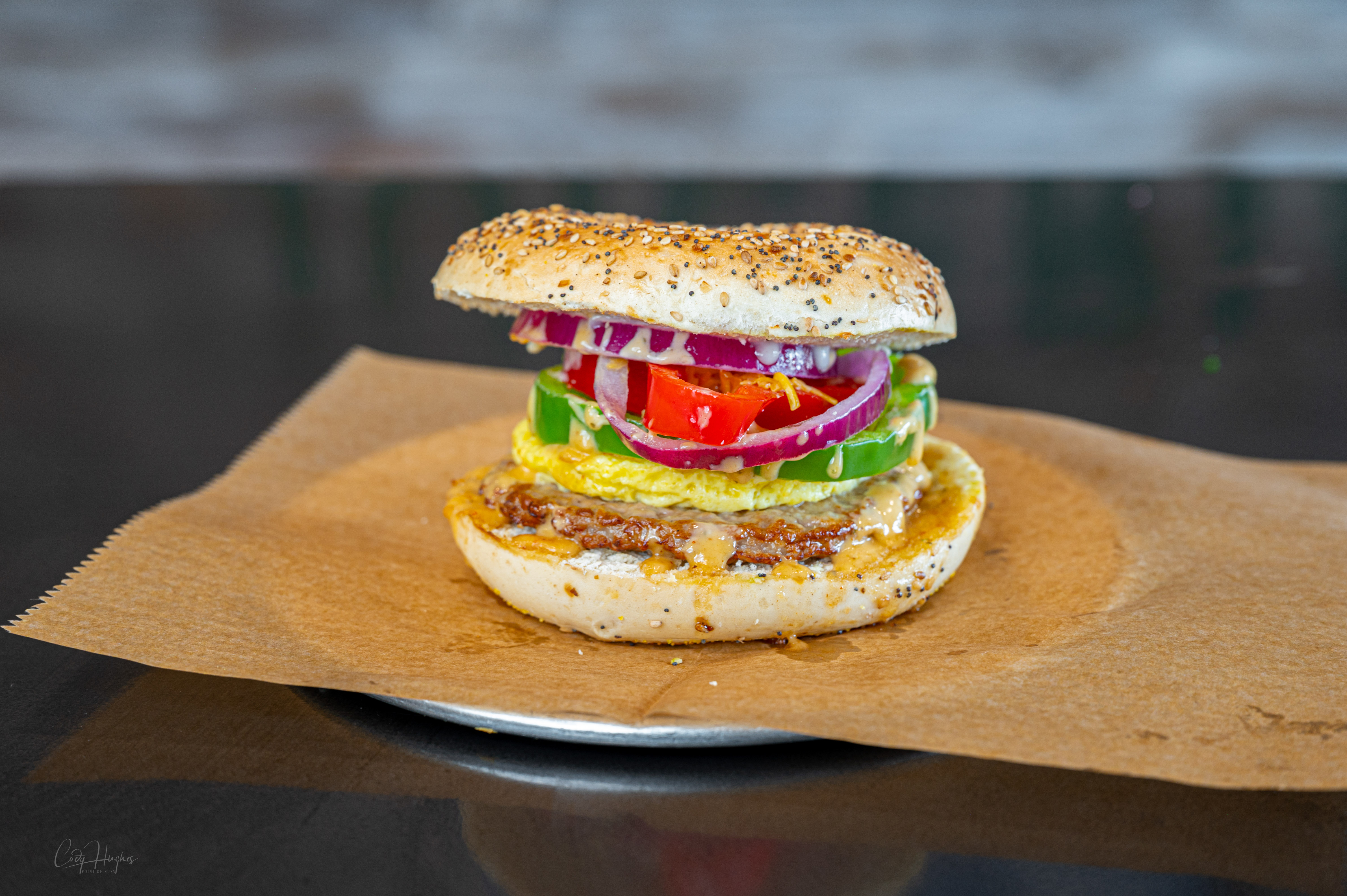 Order The "Fiesta" Bagel food online from Juiceria Smoothie Bar and Cafe store, Goose Creek on bringmethat.com