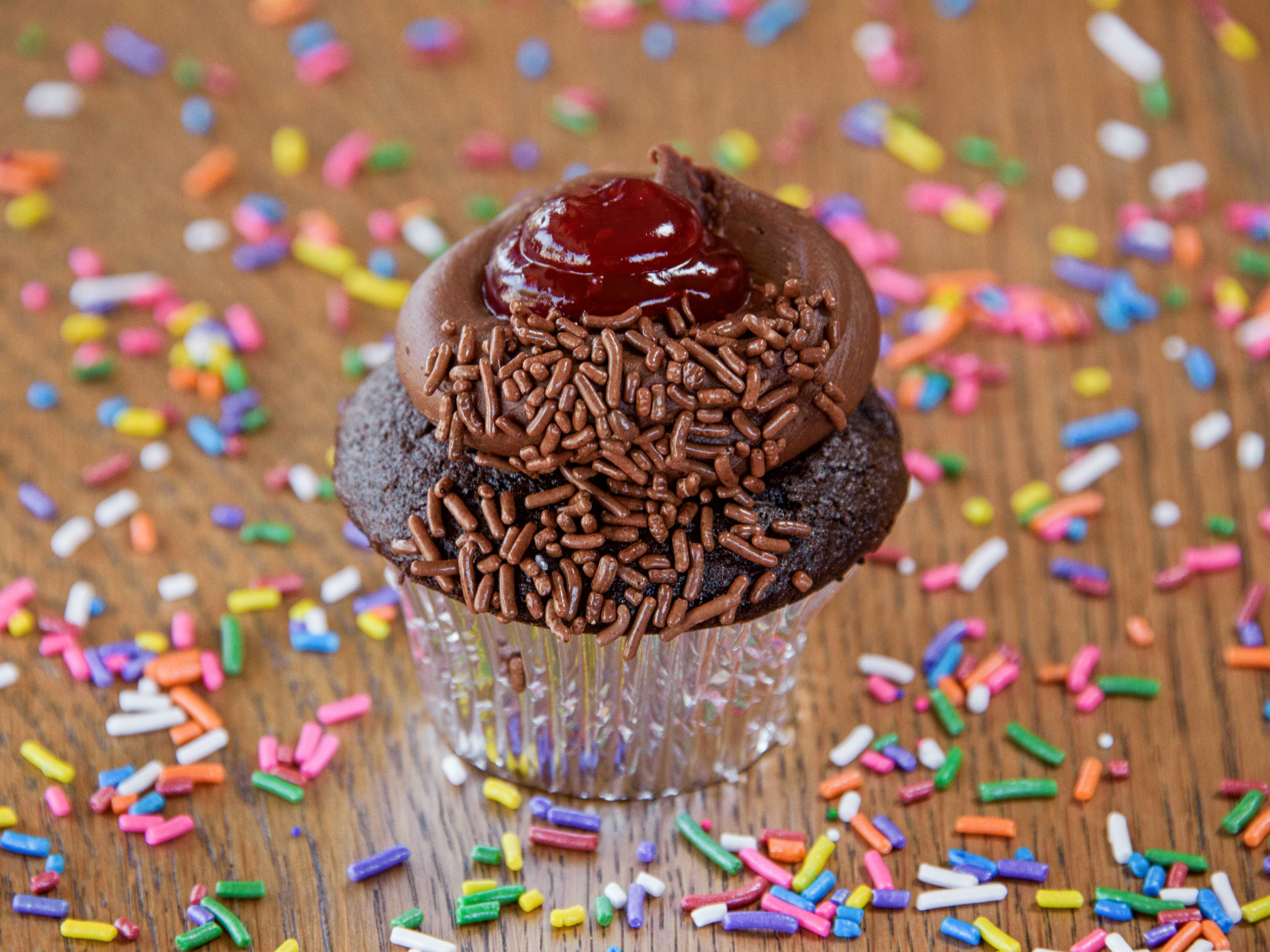 Order Chocolate Raspberry Cupcake food online from Simply Cakes And Cupcakes store, Mission Viejo on bringmethat.com