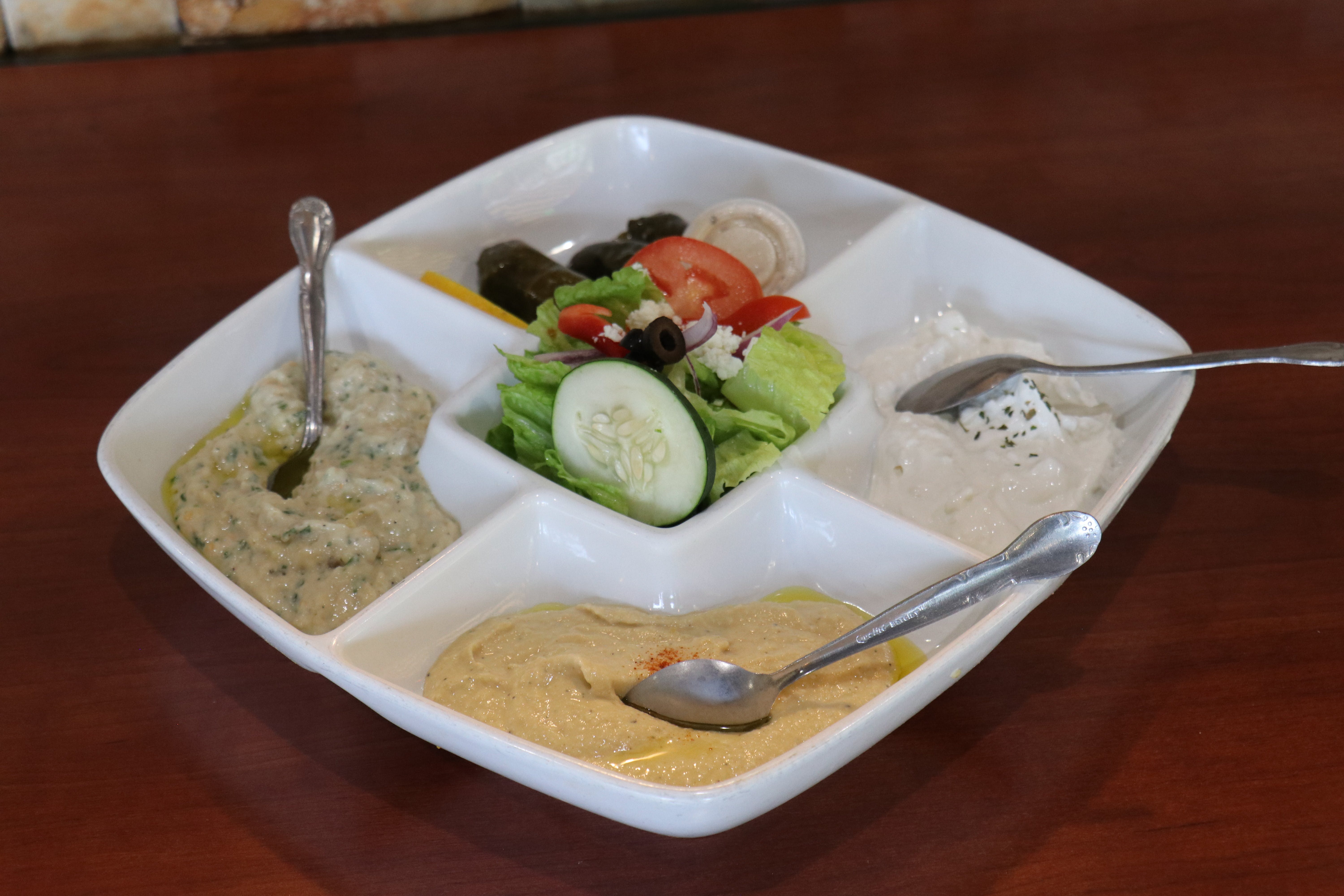 Order Mezza Platter - Appetizer food online from The Village Grille store, Great Falls on bringmethat.com