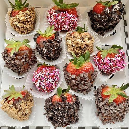 Order 1/2 Dozen Cupid’s Crush Strawberry food online from Cinnaholic store, Naperville on bringmethat.com