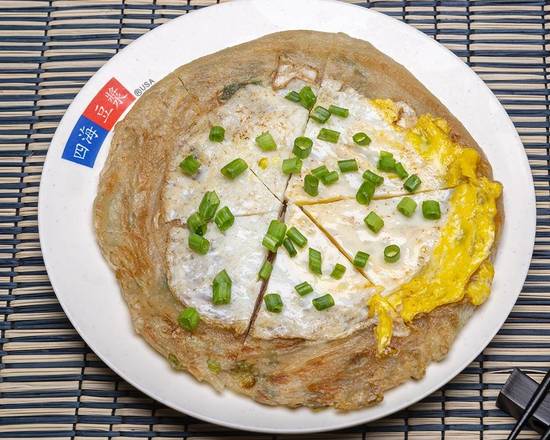 Order 38. Fried Green Onion Cake with Egg 蔥油餅加蛋 food online from Four Sea store, Hacienda Heights on bringmethat.com